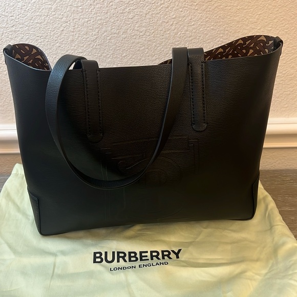 Burberry TB Embossed Medium Tote Bag, Black - Picture 2 of 15